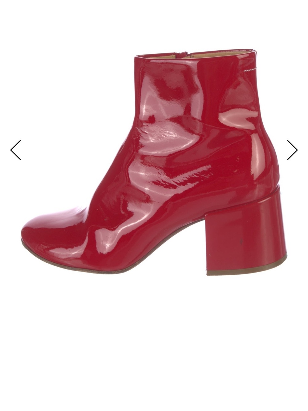 Maison Margiela MM6 Red Patent Leather Block Heel Ankle Boots Women’s 10.5